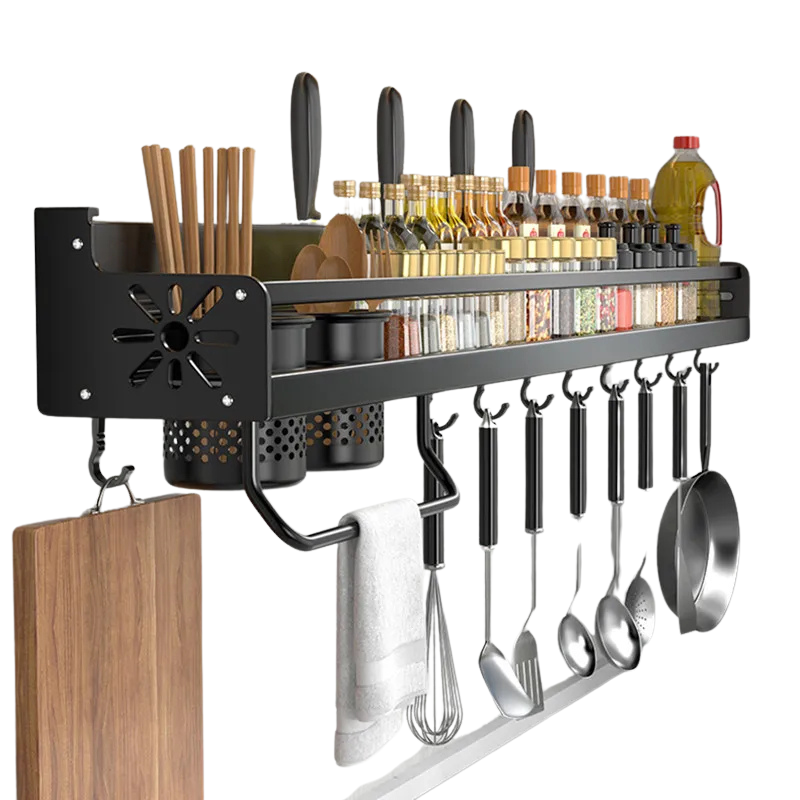 Prateleira Organizadora de Cozinha de Parede – Suporte para Temperos, Facas, Talheres e Utensílios