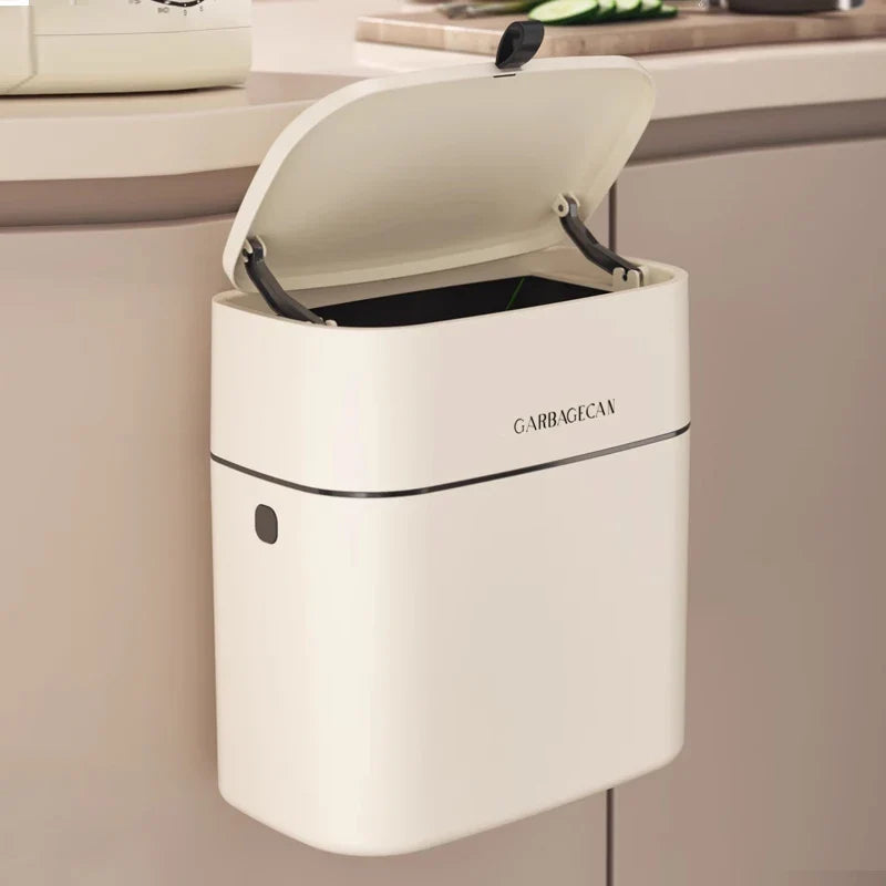 Lixeira Suspensa com Tampa Basculante – Design Quadrado e Grande Capacidade para Banheiros e Cozinhas