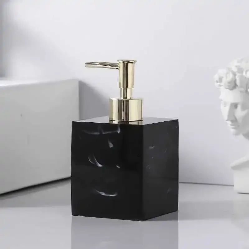 Dispenser de Sabonete em Resina Marmorizada – Elegância e Funcionalidade para Banheiros Modernos