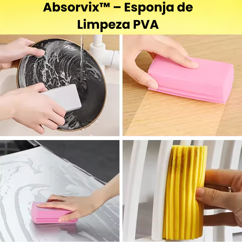 Absorvix™ – Esponja de Limpeza PVA com Alta Absorção para Casa e Carro