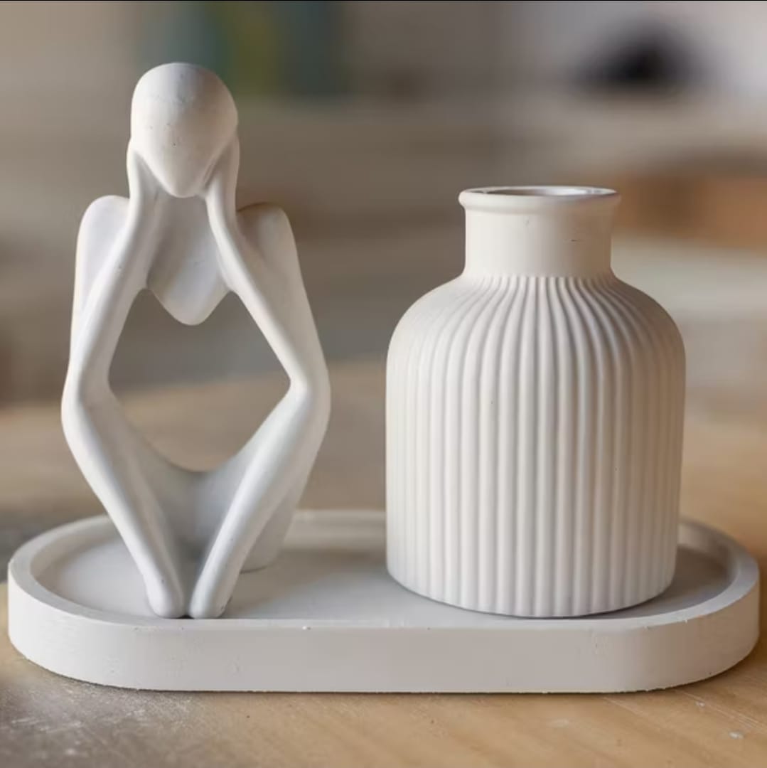 Trio de Estátueta Escultura Nórdica Abstrata Moderna