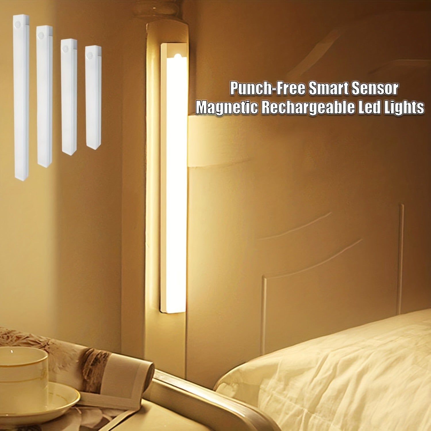 10-50cm sensor de movimento luz noite lâmpada led bateria usb parede para casa q
