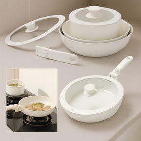 Jogo Panelas Cerâmica Antiaderente Com Cabo Removível 18 Peç