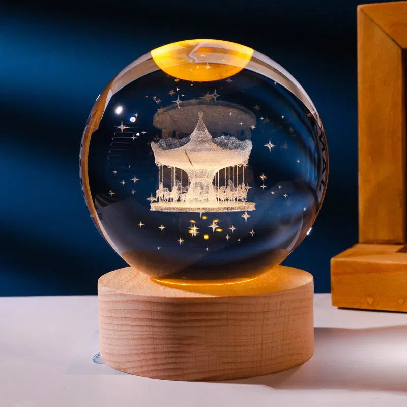 Crystal Light – Luminária de Cristal 3D com Efeito Luminoso Premium