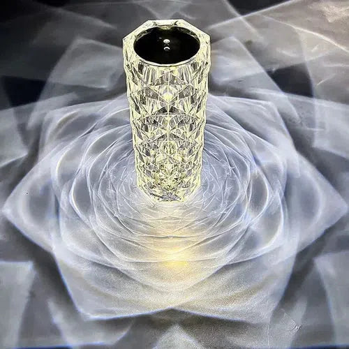 Luminária de Mesa Cristal LED – 16 Cores RGB com Toque Sensível e Carregamento USB