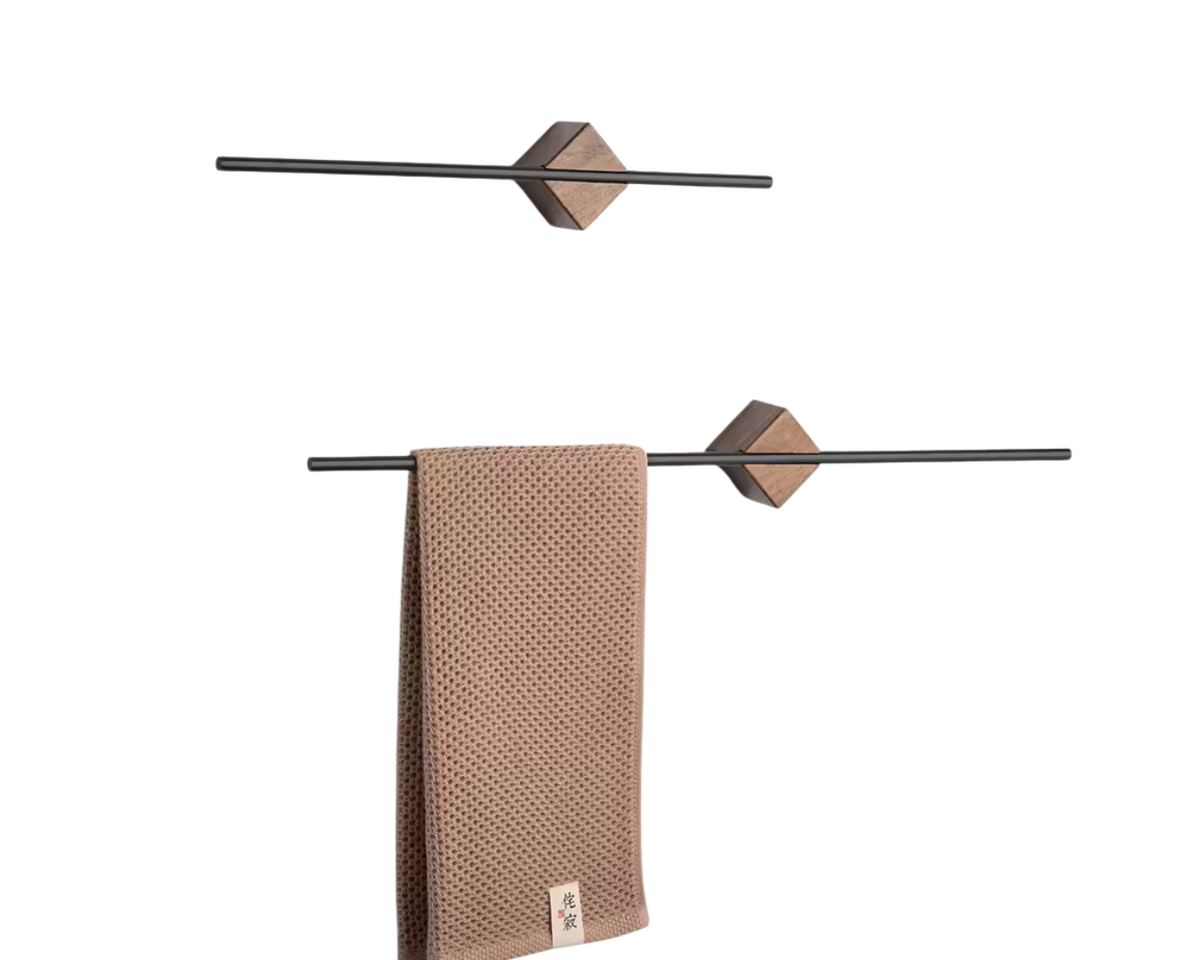 LuxWood Inox – Toalheiro de Parede em Aço Inoxidável e Madeira Nogueira