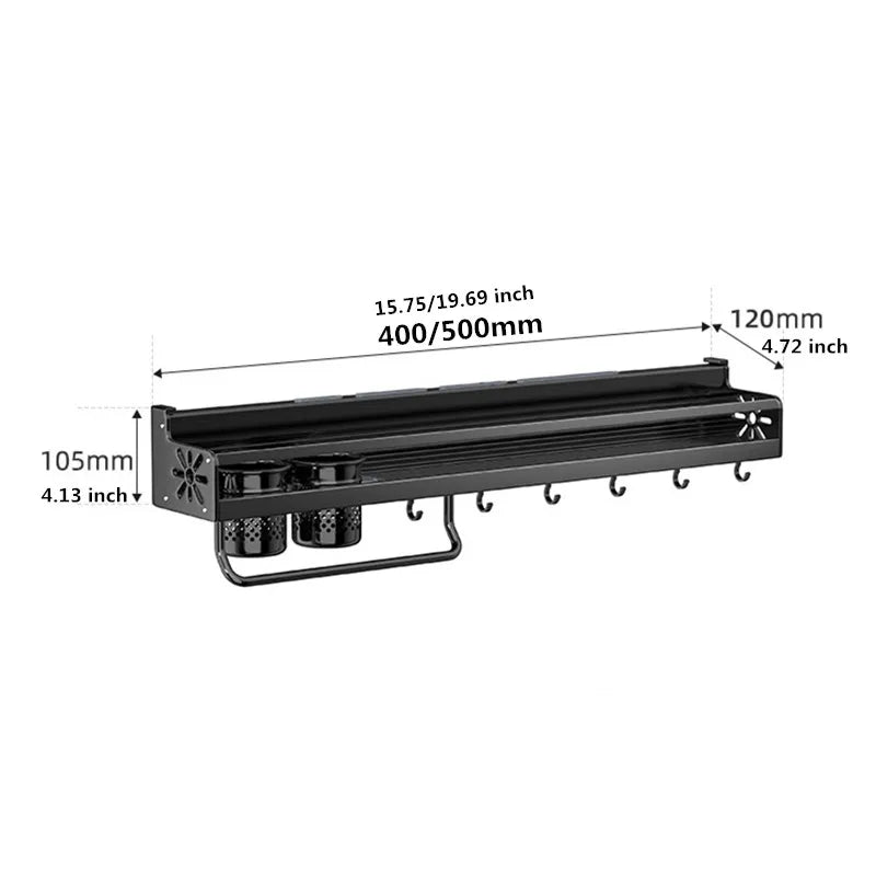 Prateleira Organizadora de Cozinha de Parede – Suporte para Temperos, Facas, Talheres e Utensílios