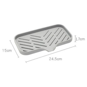 Bandeja de Silicone com Dreno para Pia – Suporte para Sabão, Esponjas e Escovas de Cozinha