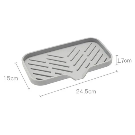 Bandeja de Silicone com Dreno para Pia – Suporte para Sabão, Esponjas e Escovas de Cozinha