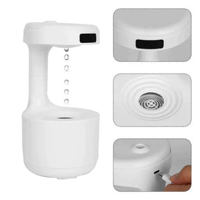 Umidificador Antigravidade Recarregável – 800 ml com Efeito de Gotas Flutuantes e Iluminação LED