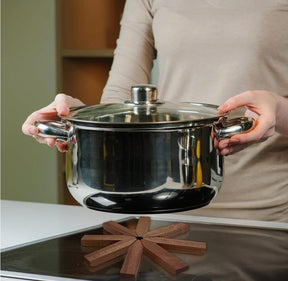 Descanso para Panelas e Copos  de Madeira  Maciça Nogueira Preta  com Tapete Isolante