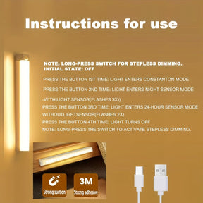 10-50cm sensor de movimento luz noite lâmpada led bateria usb parede para casa q