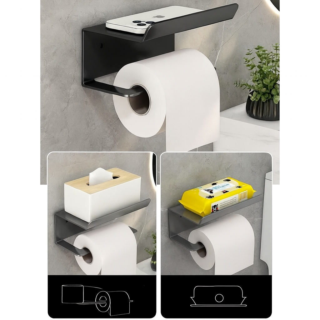 Suporte Para Papel Higiênico Com Apoio Para Objetos